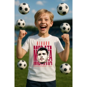 Tricou Copii din bumbac cu fotbalistul Alvaro Borja Morata Martin-Atletico Madrid - Img 6
