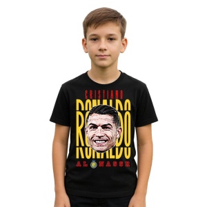 Tricou Copii din bumbac cu fotbalistul Cristiano Ronaldo-Al-Nassr FC - Img 2
