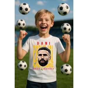 Tricou Copii din bumbac cu fotbalistul Daniel Dani Carvajal Ramos-Real Madrid - Img 6