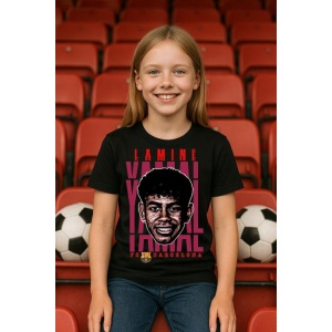 Tricou Copii din bumbac cu fotbalistul Lamine Yamal Nasraoui Ebana-FC Barcelona - Img 4