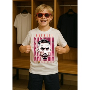 Tricou Copii din bumbac cu fotbalistul Robert Lewandowski-FC Barcelona - Img 7