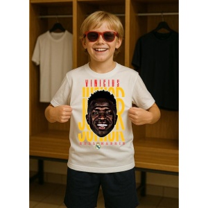 Tricou Copii din bumbac cu fotbalistul Vinicius Jose Paixao de Oliveira Junior-Real Madrid - Img 7