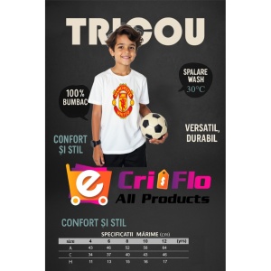 Tricou copii Manchester United FC din bumbac 100% - Img 3