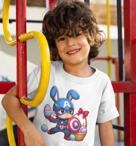 Tricou copii personalizat - Easter Captain America - din bumbac, personalizat - Cadou