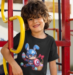 Tricou copii personalizat - Easter Captain America - din bumbac, personalizat - Cadou - Img 3
