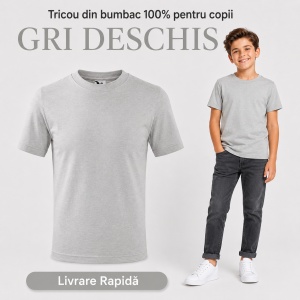 Tricou Copii Simplu din bumbac pentru Băieți 135 - Img 21