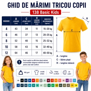 Tricou Copii Simplu din bumbac pentru Fete 135 - Img 4