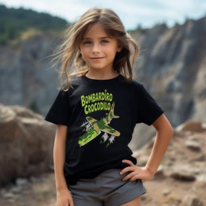 Tricou Copii Tralalelo Tra la la Bombadiro Crocodilo Meme Crocodilo Funny Italian Brainrot T-Shirt - Img 5