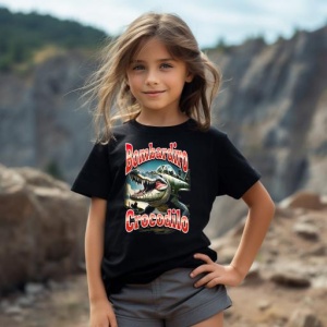 Tricou Copii Tralalelo Tra la la Bombardiro Bombardino Crocodilo Funny Italian Brainrot Meme T-Shirt - Img 5