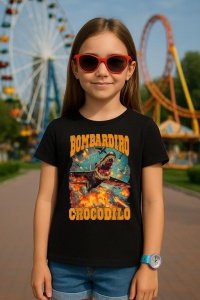 Tricou Copii Tralalelo Tra la la Bombardiro Crocodilo Funny Brainrot Italian Brainrot Meme T-Shirt - Img 5