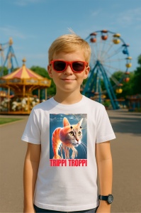 Tricou Copii Tralalelo Tra la la Trippi Troppi - Italian Brainrot Meme T-Shirt