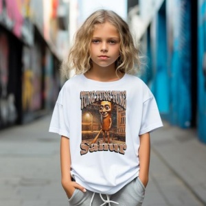 Tricou Copii Tralalelo Tra la la Tung Tung Sahur Funny Italian Brainrot Meme Graphic T-Shirt (1) - Img 3