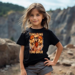 Tricou Copii Tralalelo Tra la la Tung Tung Tung Sahur Funny Meme Brainrot Humor Gen Z T-Shirt - Img 1