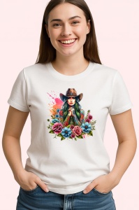 Tricou cowgirl roses and sunflower ink, cowgirl trandafiri si floarea soarelui tatuaj, Copii | Dama | Barbat - Img 4
