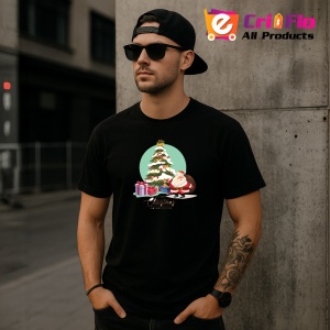 Tricou Craciun Brad Cadouri, din bumbac 100%, tricou negru, Dama | Barbat - Img 4