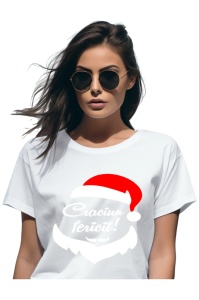 Tricou Craciun dama - MERRY CHRISTMAS SANTA BEARD
