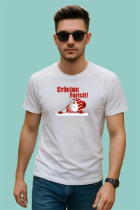 Tricou Craciun Fericit Tata Model Simplu, din bumbac 100%, tricou alb, Dama | Barbat - Img 2