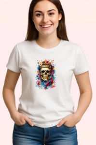 Tricou Craniu cu coroana imagine pop art intens colorata Copii | Dama | Barbat - Img 3