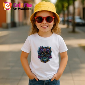 Tricou Craniu decorat in albastru si violet fundal artistic Copii | Dama | Barbat - Img 11