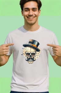 Tricou Craniu mustata si monoclu stil gentleman vintage Copii | Dama | Barbat - Img 2