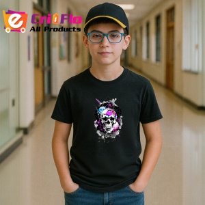 Tricou Craniu Samurai Japonez Roz Alb, Copii | Dama | Barbat, culoare negru - Img 9