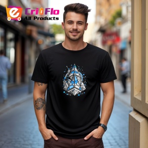Tricou Cristal Geometric Albastru Abstract, Copii | Dama | Barbat, culoare negru - Img 5