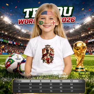 Tricou Cristiano Ronaldo Portugal World Cup Fifa 2026 V5, din bumbac 100%, tricou alb, Copii | Dama | Barbat - Img 4