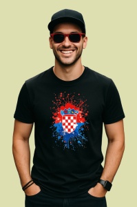 Tricou Croatia Steag Splash Art, Copii | Dama | Barbat, culoare negru - Img 2