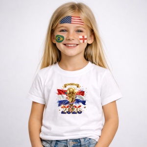 Tricou Croatia World Cup 2026 Fifa V2, din bumbac 100%, tricou alb, Copii | Dama | Barbat - Img 2