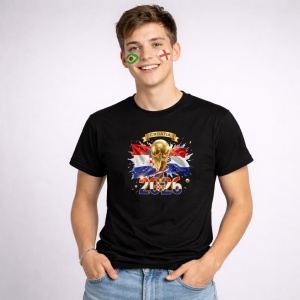 Tricou Croatia World Cup 2026 Fifa V2, din bumbac 100%, tricou negru, Copii | Dama | Barbat - Img 3