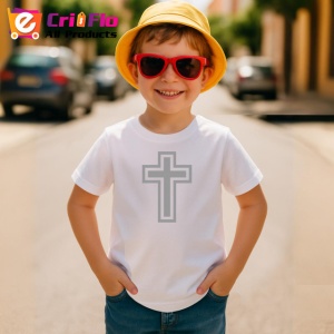 Tricou Cruce Crestina Design Minimalist Negru, din bumbac 100% , tricou alb pentru Copii | Dama | Barbat - Img 4
