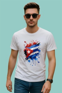 Tricou Cuba Steag Splash Art, Copii | Dama | Barbat - Img 2