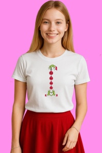 Tricou Custom Mama Grinch Family 2, din bumbac 100%, tricou alb, Copii | Dama | Barbat - Img 3