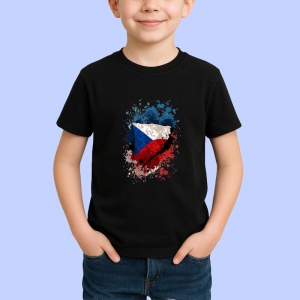 Tricou Czechia Steag Splash Art, Copii | Dama | Barbat, culoare negru - Img 3