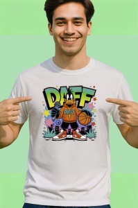 Tricou Daff hanorac portocaliu cu minge in mana Copii | Dama | Barbat Barbat - Img 2
