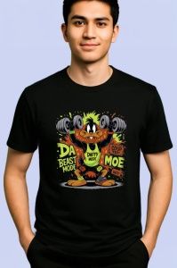 Tricou Daffy beast mode cu gantere graffiti Copii | Dama | Barbat, negru - Img 2