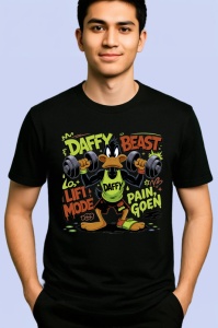 Tricou Daffy Duck – Beast Mode, antrenament și forță Copii | Dama | Barbat, negru - Img 4
