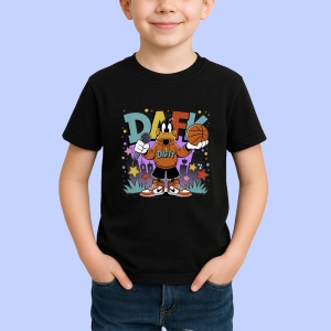 Tricou Daffy Duck cool cu tricou portocaliu și fundal urban Copii | Dama | Barbat, negru - Img 2