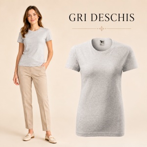 Tricou damă basic clasic din bumbac 100%, cambrat, 23 culori, XS - 2XL - Img 31