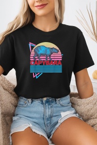 Tricou dama CapyBara - Design retro - Img 2