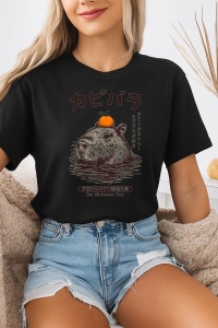 Tricou dama CapyBara - inoata o portocala pe cap - Img 1