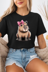 Tricou dama CapyBara - Pink ribbon - Img 2