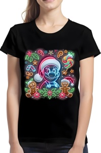 Tricou dama craciun - NEON CHRISTMAS MARIO - mario, craciun, distractie, copii