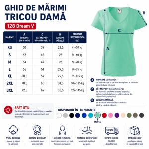 Tricou Damă cu Decolteu în V Malfini – Bumbac 95%, XS-3XL - Img 3