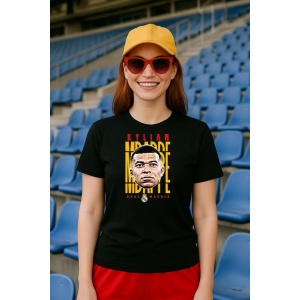 Tricou Dama cu fotbalistul Kylian Mbapp-Paris Saint-Germain din bumbac 100% - Img 3