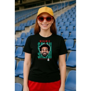 Tricou Dama cu fotbalistul Mohamed Salah Hamed Mahrous Ghaly-Liverpool FC din bumbac 100% - Img 2