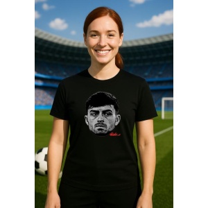 Tricou Dama cu fotbalistul Pedro Gonzilez Pedri-FC Barcelona din bumbac 100% - Img 6