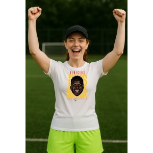 Tricou Dama cu fotbalistul Vincius Jos Paixuo de Oliveira Jnior-Real Madrid din bumbac 100%