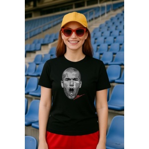 Tricou Dama cu fotbalistul Zinedine Zidane-Real Madrid din bumbac 100% - Img 3