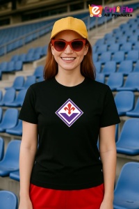 Tricou dama cu logo stema ACF Fiorentina Italia , din bumbac 100% - Img 5